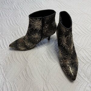 Allegra K Women’s Black & Gold Sequin Ankle Boots. Size 11
